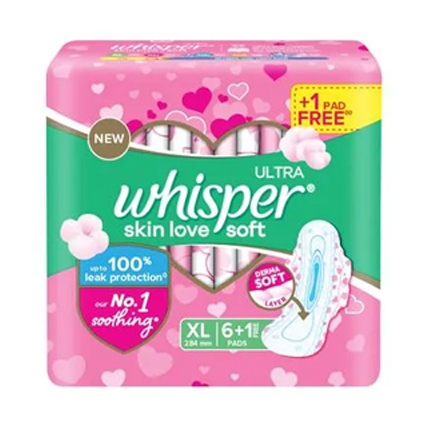 Whisper Sanitary Pads Ultra Skin Love Soft XL